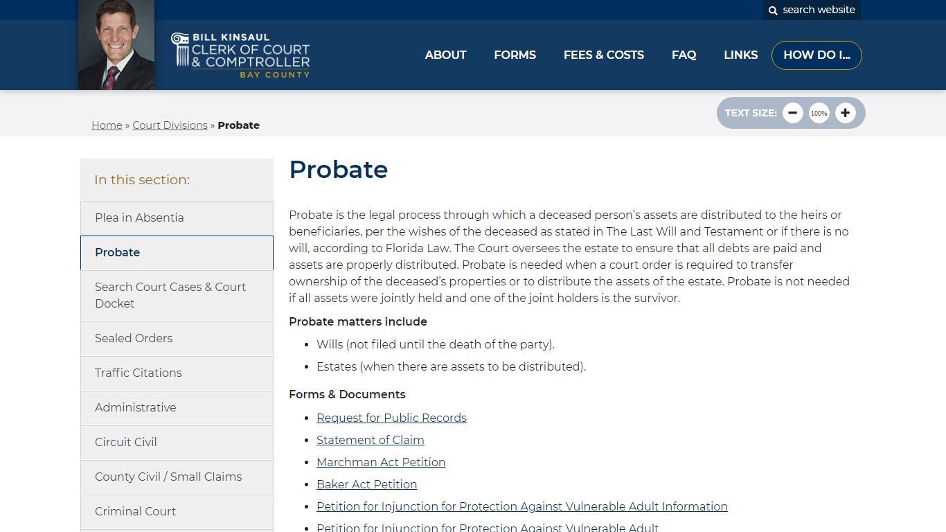 Probate - Bay County Clerk of Court